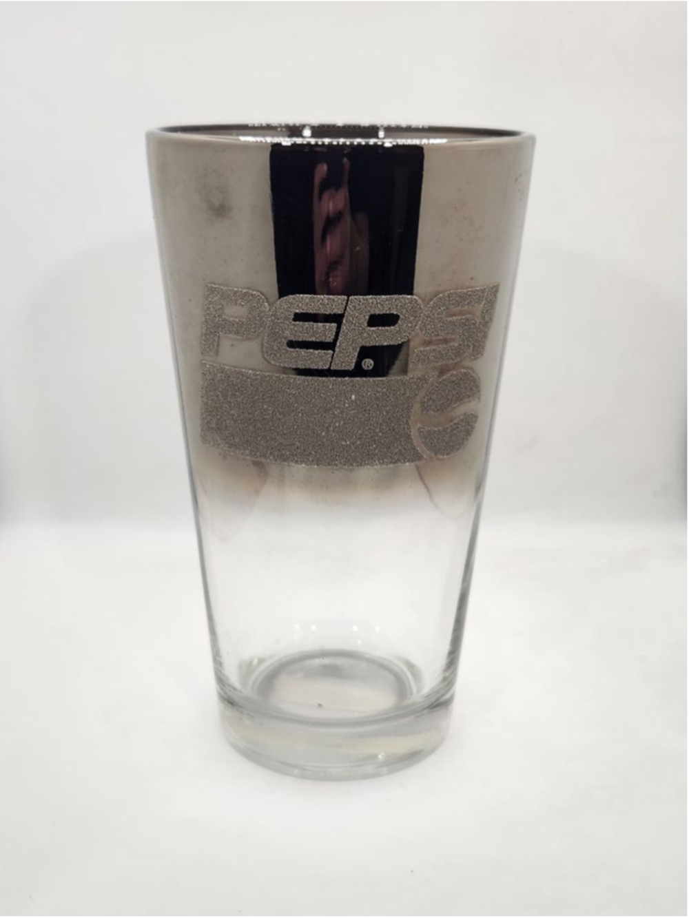 Vintage Pepsi Pint Glass 16oz Silver Ombre Frosted Logo Tumbler Barware Retro